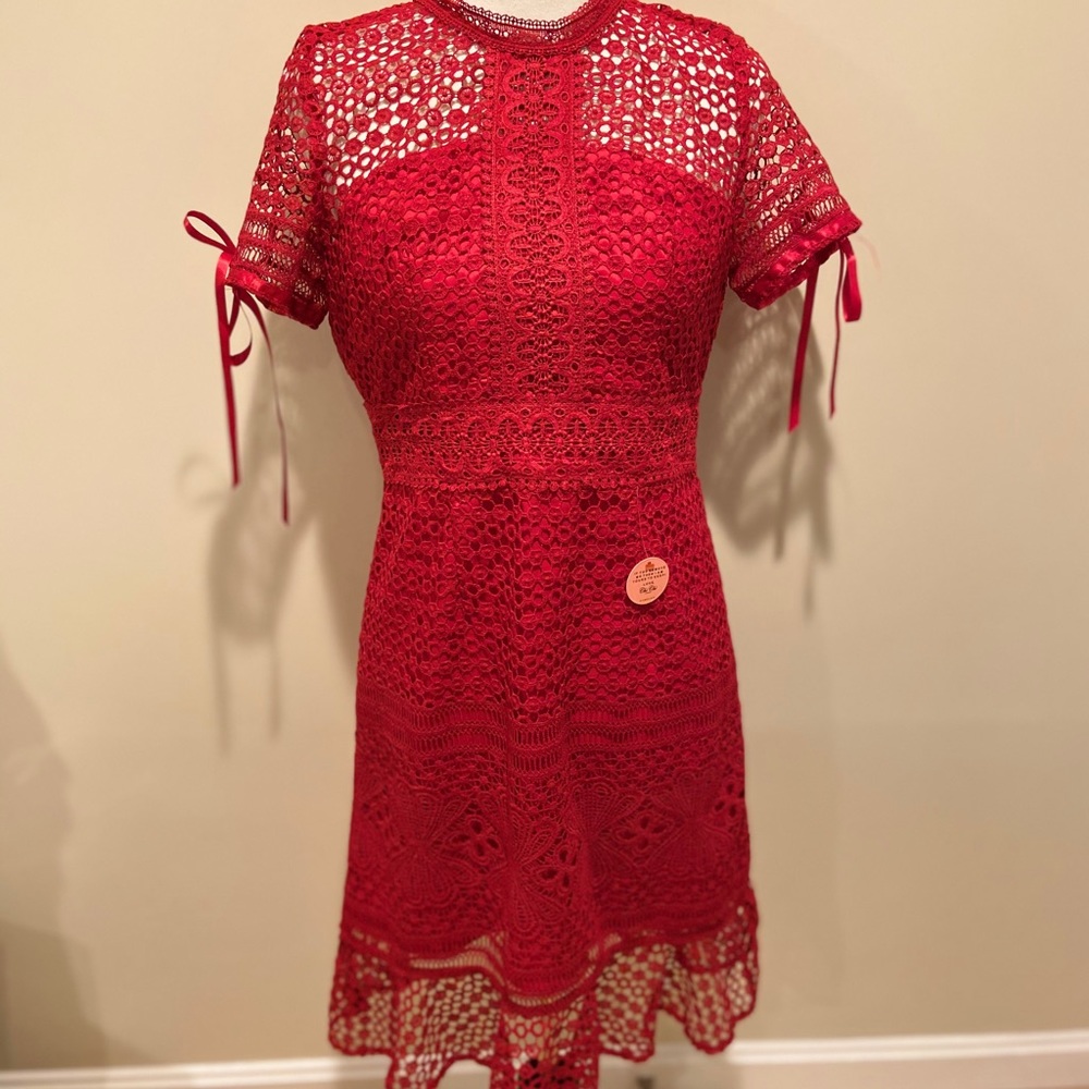 Chi Chi London Crochet Red Dress